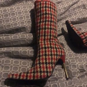 D&G gold stiletto heel boots